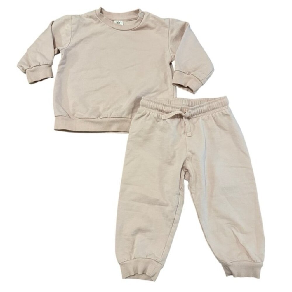 H&M Baby Dusty Pink Two-Piece Crewneck Sweatshirt and Jogger Sweatsuit Set
